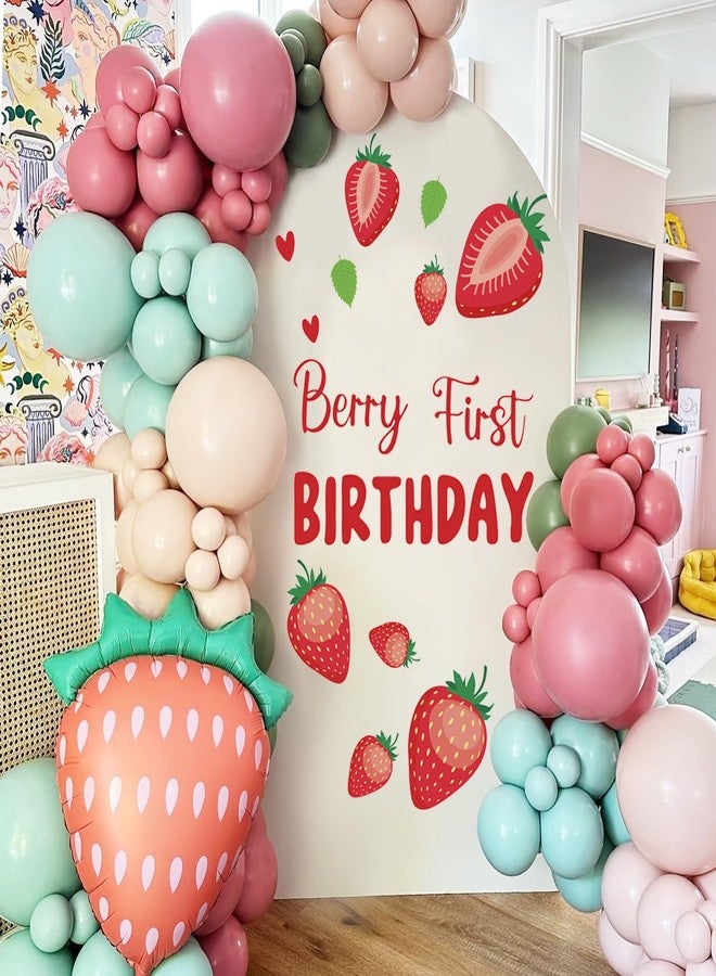 Newleafly Berry First Birthday Stickers Decorations - Removable Red Strawberry Arch Stickers, Backdrop Decals, Sweet Strawberry 1st Birthday Decorations for Girls (Berry Decal) - Image 5
